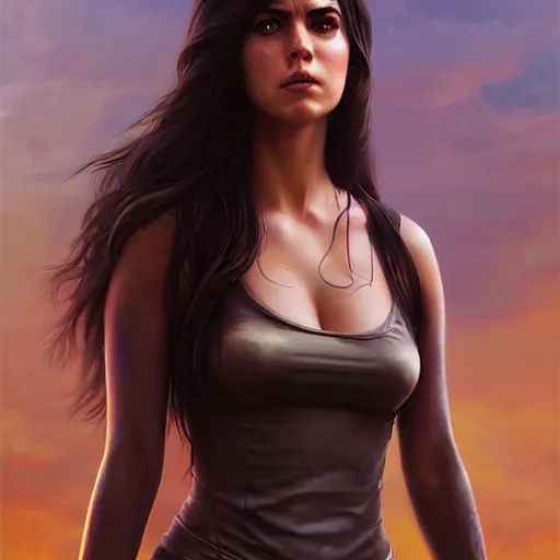 Prompt: digital art, portrait of octavia blake is skairipa in the 100 tv show, by artgerm, by krenz cushart, by peter kemp, by ross tran