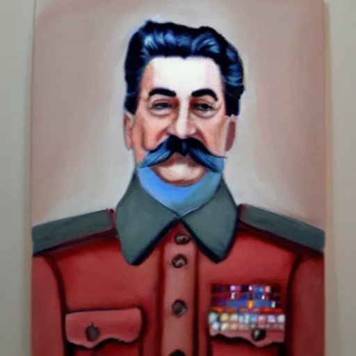 Prompt: a portrait painting of Stalin with Joker Makup