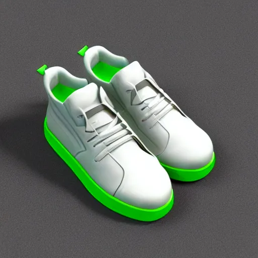 Image similar to x sneakers shoes based on yoda design designed by tinker hatfield, 3 d render