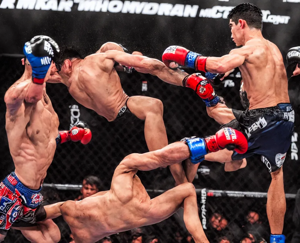 Image similar to chito vera knocks out dominick cruz via headkick, by annie leibovitz and steve mccurry, natural light, detailed face, canon eos c 3 0 0, ƒ 1. 8, 3 5 mm, 8 k, medium - format print