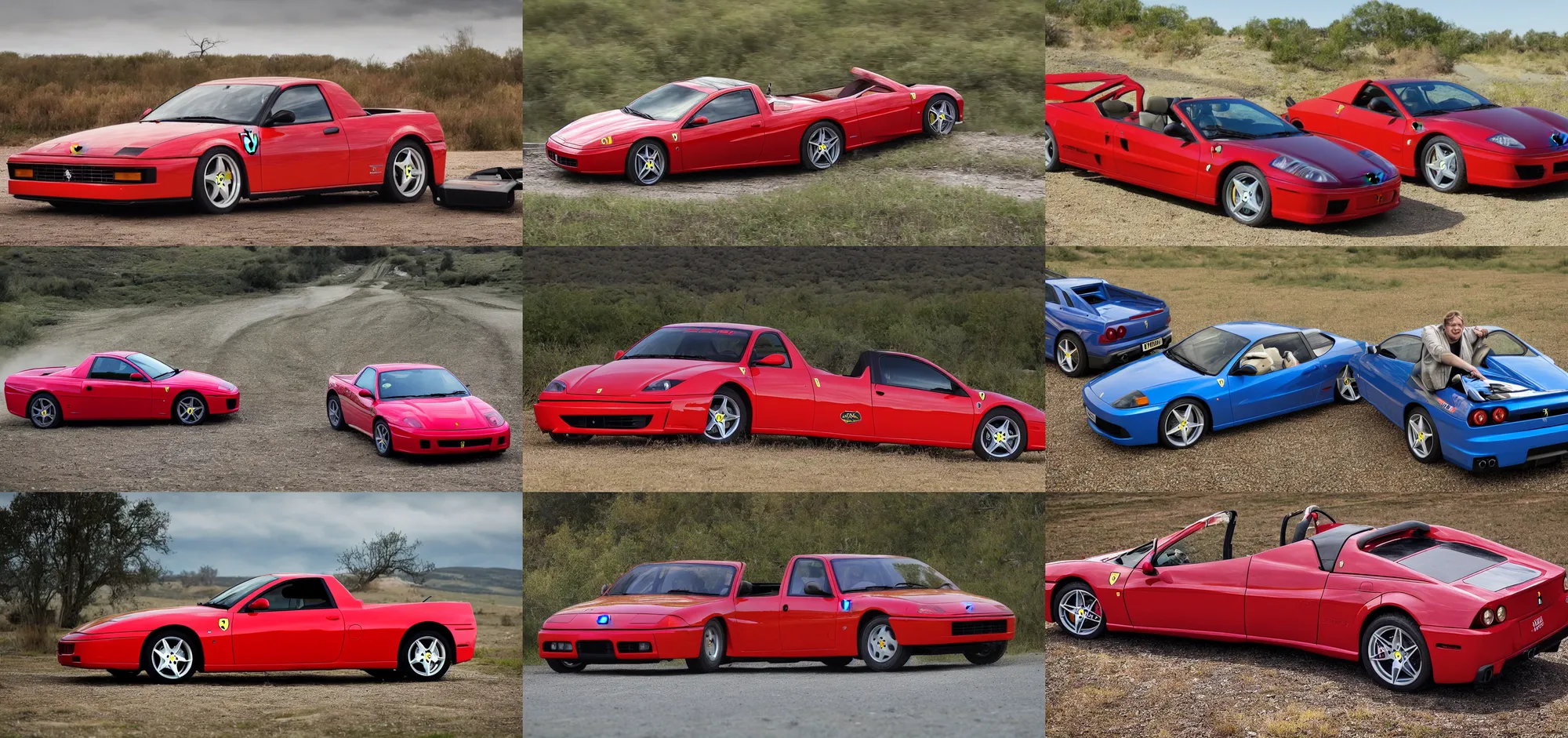 Prompt: a ferrari ute, long bed, beautiful photography, top gear, weekly, monthly, top, best,
