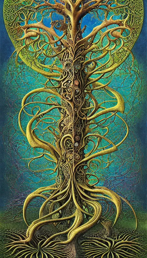 Image similar to tree of life by roger dean and andrew ferez, art forms of nature by ernst haeckel, divine chaos engine, symbolist, visionary, art nouveau, botanical fractal structures, organic, detailed, realistic, surreality