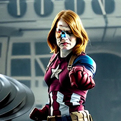 Image similar to Emma Stone as captain America