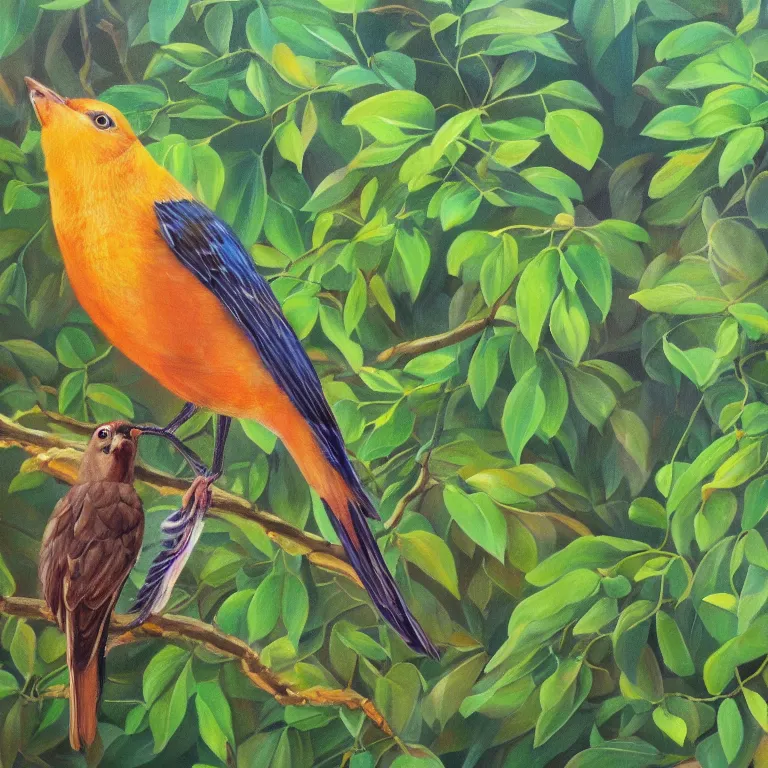 Image similar to a beautiful painting of a bird in hand is worth two in the bush, highly detailed, 8 k resolution