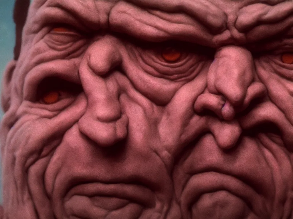 Prompt: claymation close-up shot of Ron DeSantis, by Zdzisław Beksiński, horror, cosmic horror, cinematic, 8k