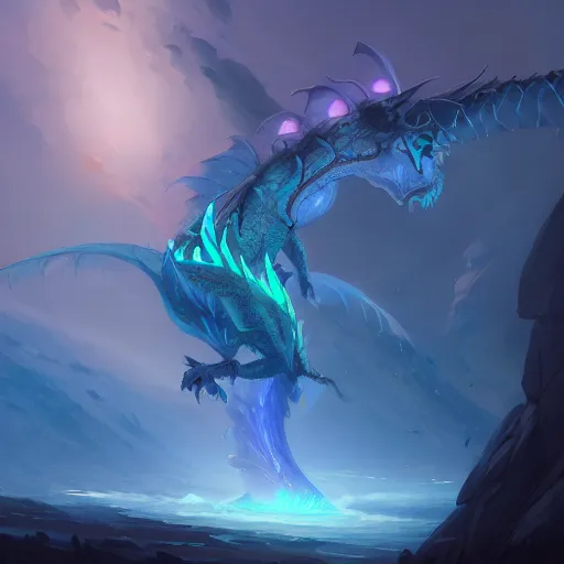 Bioluminescent dragon concept art by Noah Bradley, | Stable Diffusion ...