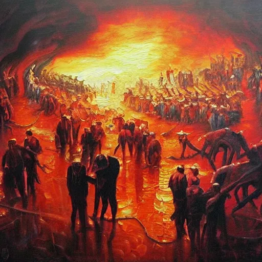 Image similar to the pits of hell, beautiful oil painting,