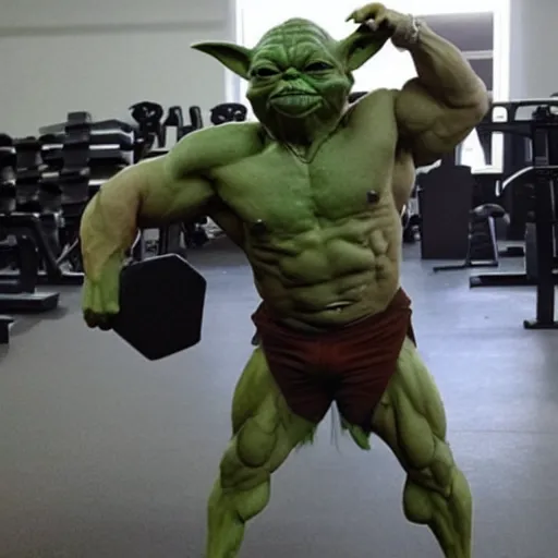 Image similar to body builder yoda