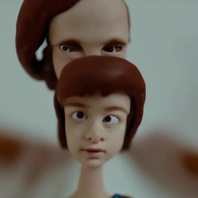 Image similar to a cinematic film still of a claymation stop motion film stranger things, portrait, shallow depth of field, 8 0 mm, f 1. 8