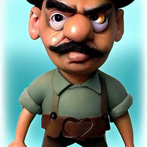 Image similar to beautifully rendered, masterpiece, caricature, claymation, luis guzman as luigi,