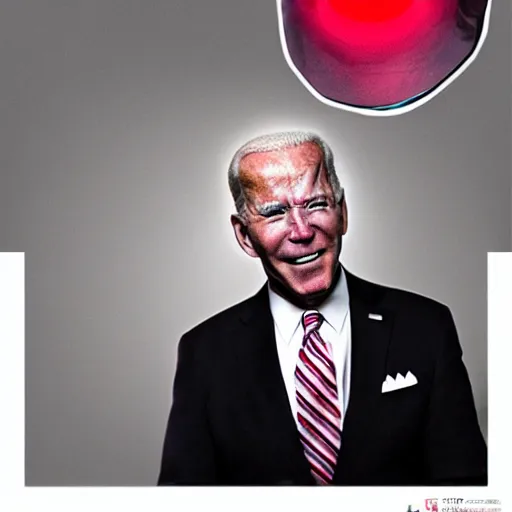 Image similar to hyper realistic terrifying photo Doom furious glowing red eyes biden