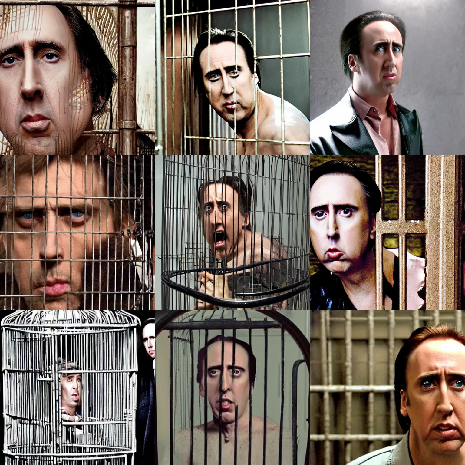 Prompt: Nickolas Cage in a Cage