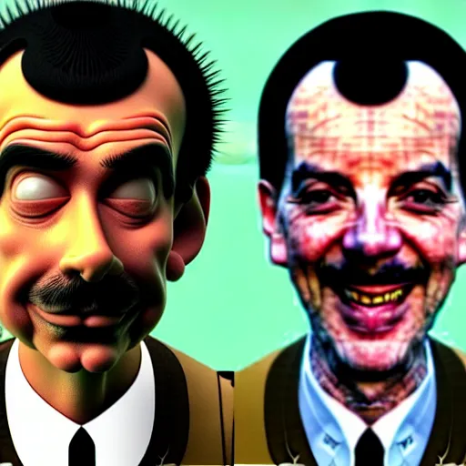 Image similar to borat meets mr bean, ultra realistic, realistic faces