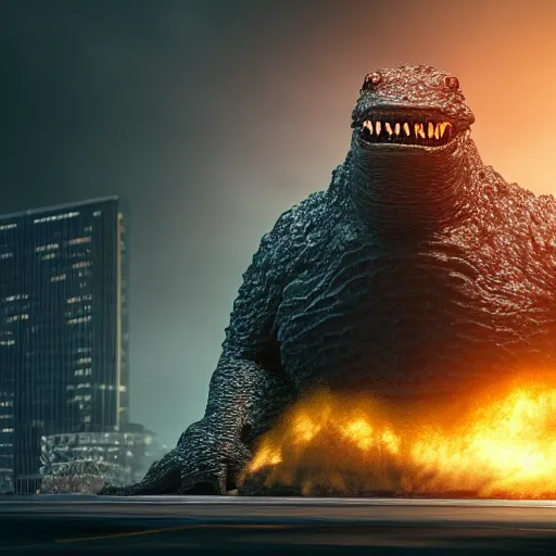 Prompt: a blob having the form of Godzilla, octane render, 3D