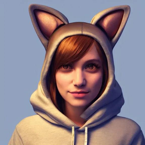 Prompt: 3D render of a girl with cat ears wearing a hoodie, fantasy artwork, award winning, hyper detailed, very very very very very very very very very very very beautiful, studio lighting, artstation, unreal engine, unreal 5, 4k, octane renderer