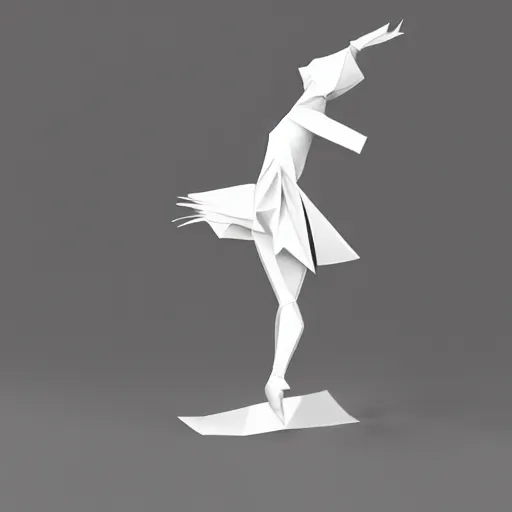 Image similar to origami dancer in white paper, 3 d render, ultra - detailed, on white background, studio shot