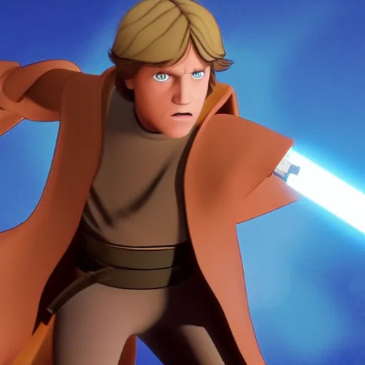 Image similar to Film still of Luke Skywalker, from Star Wars: The Clone Wars (2008–2020 TV Series)