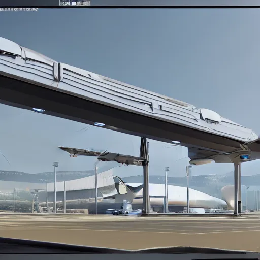 Image similar to sci-fi airport structure on the coronation of napoleon painting and digital billboard in the middle, unreal engine 5, keyshot, octane, artstation trending, ultra high detail, ultra realistic, cinematic, 8k, 16k, in style of zaha hadid, in style of photogrammetry point cloud, in plastic, dark, tilt shift,
