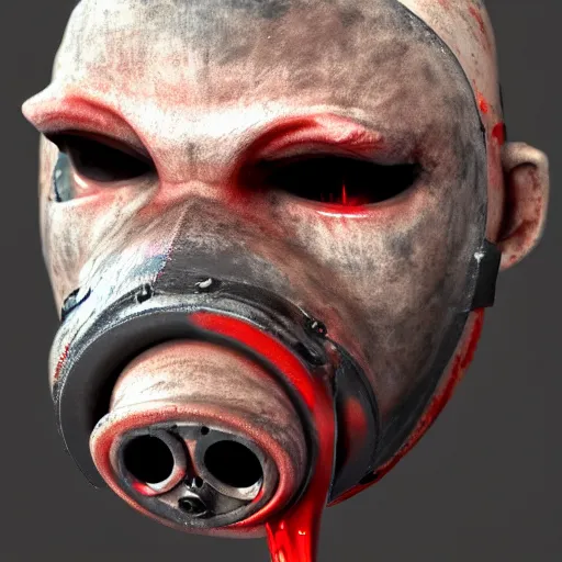 Image similar to pig zombie in gasmask, details face, photo, bloody eyes, unreal engine, digital, artstation, detailed body, heavenly atmosphere, digital art, overdetailed art, trending on artstation, cgstudio, the most beautiful image ever created, dramatic, award winning artwork, beautiful scenery