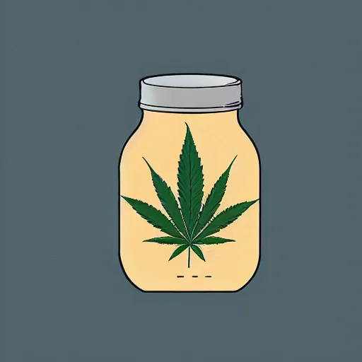 Prompt: digital illustration of a mason jar filled to the brim with cannabis bud