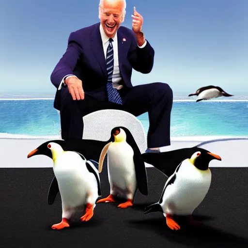 Prompt: Joe Biden playing basketball with a penguin, hyperdetailed, 4k, best photo