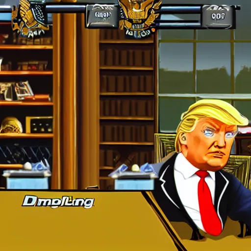 Image similar to screenshot from pc game kingpin : donald trump as gangster