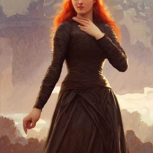 Prompt: portrait of an angry sansa stark telling people to stop making ai paintings of her, intricate, elegant, highly detailed, digital painting, artstation, concept art, smooth, sharp focus, illustration, art by artgerm and greg rutkowski and alphonse mucha and william - adolphe bouguereau