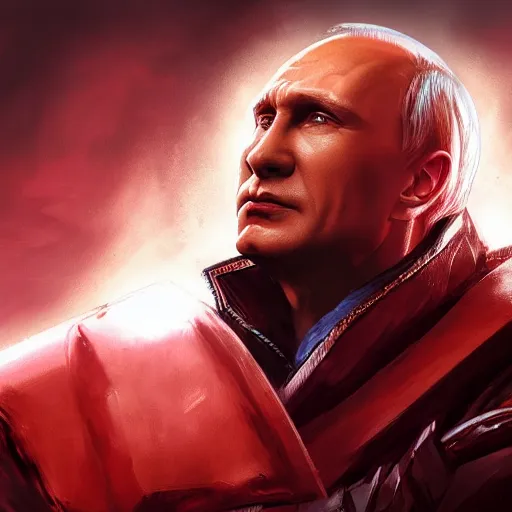 Image similar to portrait of vladimir putin in red alert 3, sovjet, league of legends amazing splashscreen artwork, splash art, natural light, elegant, photorealistic facial features, intricate, fantasy, detailed face, atmospheric lighting, anamorphic lens flare, cinematic lighting, league of legends splash art, hd wallpaper, ultra high details by greg rutkowski