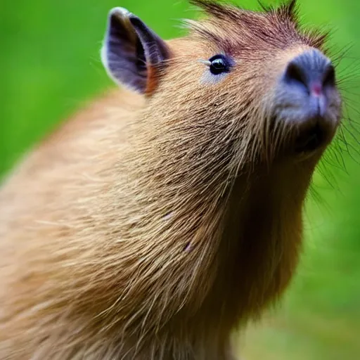 Image similar to photo of a hybrid between a capybara and a kiwi bird