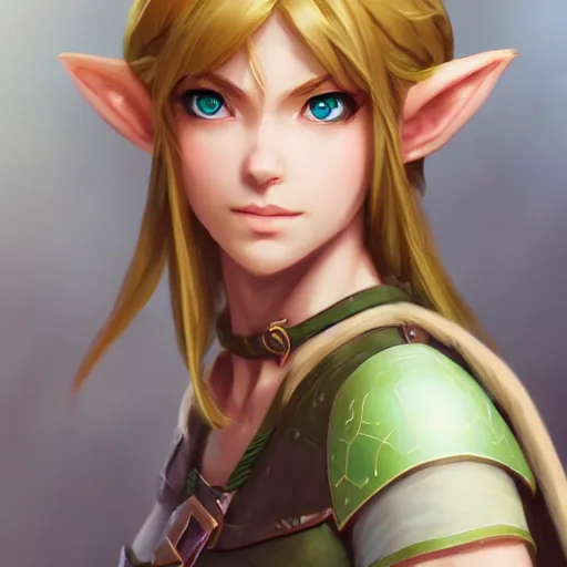 Prompt: female version of Link , made by Stanley Artgerm Lau, WLOP, Rossdraws, ArtStation, CGSociety, concept art, cgsociety, octane render, trending on artstation, artstationHD, artstationHQ, unreal engine, 4k, 8k,
