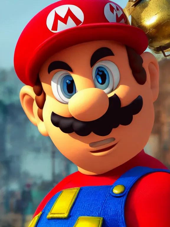 Prompt: portrait art of Super Mario with steampunk monocle, 8k ultra realistic , lens flare, atmosphere, glow, detailed,intricate, full of colour, cinematic lighting, trending on artstation, 4k, hyperrealistic, focused, extreme details,unreal engine 5, cinematic, masterpiece