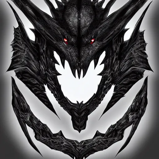 Prompt: A Black Dragon face, avatar, emote, digital art