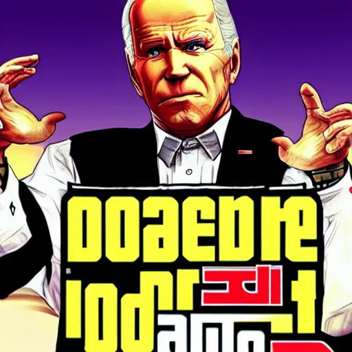 Image similar to evil version of joe biden in gta v, cover art by stephen bliss, boxart, loadscreen