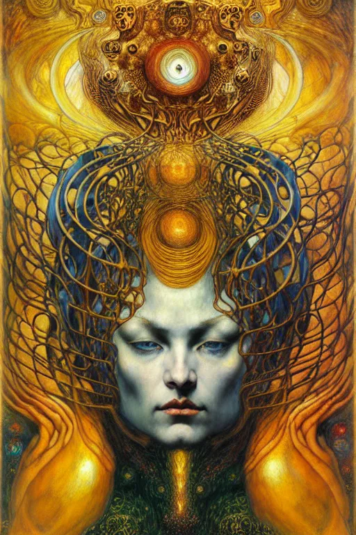 Image similar to Divine Chaos Engine by Karol Bak, Jean Delville, William Blake, Gustav Klimt, and Vincent Van Gogh, symbolist, visionary