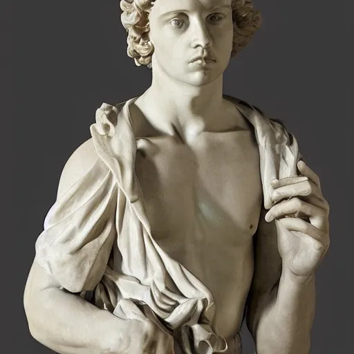 Prompt: Cole Sprouse as a baroque marble statue