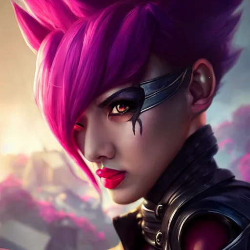 Prompt: portrait of Vi from League of Legends, by Fortiche Studio, by Riot Games, from Netflix's Arcane, trending on artstation,fine details, realistic shaded, fine-face, painted texture, pretty face