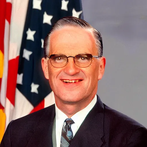 Image similar to Official Close Up Portrait of United States President Smithers McCormack Barrington IV, 1956. He is a 55 year old white man.