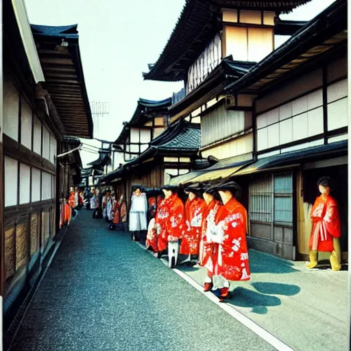 Image similar to Japan 1850's streets, color photo by Slim Aarons