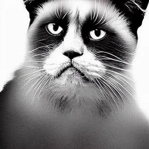 Image similar to nicolas cage as grumpy cat, kung fu fighting