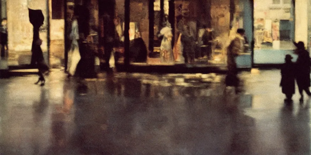 Prompt: blurry, street photography by saul leiter