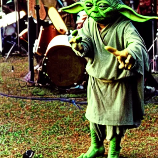 Image similar to yoda performing at woodstock