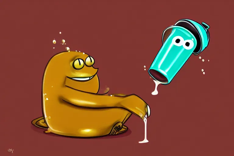 Image similar to a sad anthropomorphic spilled drink crying, digital art, realistic