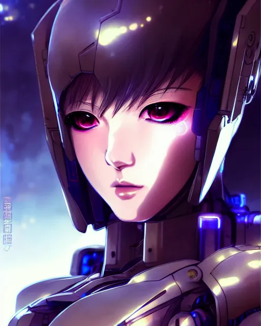 Image similar to portrait Anime Girl in mecha armor in night tokyo Sharp fine face pretty face, realistic shaded Perfect face, fine details. Anime. cyberpunk realistic shaded lighting by katsuhiro otomo ghost-in-the-shell, magali villeneuve, artgerm, rutkowski Jeremy Lipkin and Giuseppe Dangelico Pino and Michael Garmash and Rob Rey