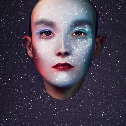 Prompt: a face composed of star dust