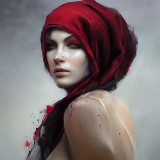 Prompt: a painting of a woman with a veil on her head, a hyperrealistic painting by Raymond Swanland, featured on cgsociety, fantasy art, daz3d, artstation hd, hyper-realistic