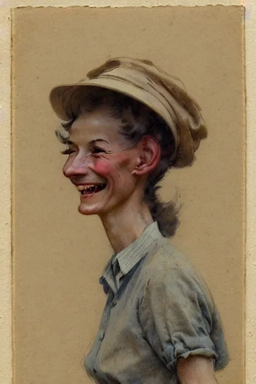 Image similar to ( ( ( ( ( 1 9 5 0 s retro happy smiling skinny farmer face portrait. muted colors. ) ) ) ) ) by jean - baptiste monge!!!!!!!!!!!!!!!!!!!!!!!!!!!!!!