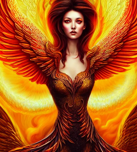 Prompt: phoenix with fiery wings, intricate, digital art by artgerm and karol bak, sakimi chan