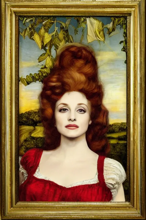 Prompt: a pre raphaelite painting of dolly parton by dante gabriel rossett