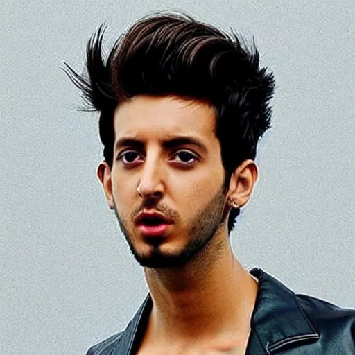 Image similar to “a realistic detailed photo of a guy who is an attractive humanoid who is half robot and half humanoid, who is a male android, singer Sebastian Yatra, shiny skin, posing like a statue, blank stare”