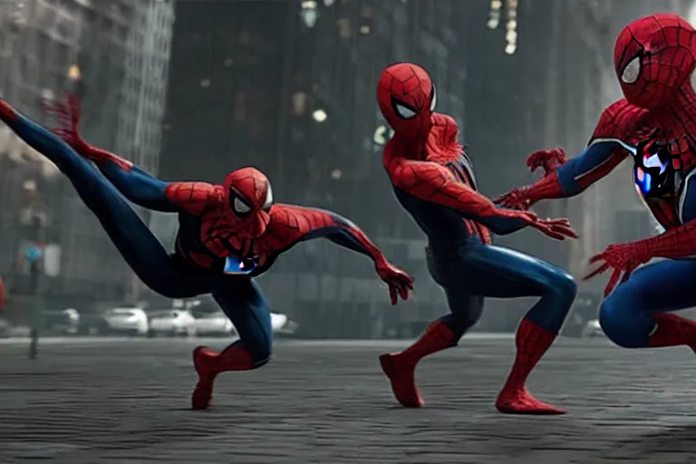 Prompt: Spider-Man vs venom live action fight scene by Emmanuel Lubezki
